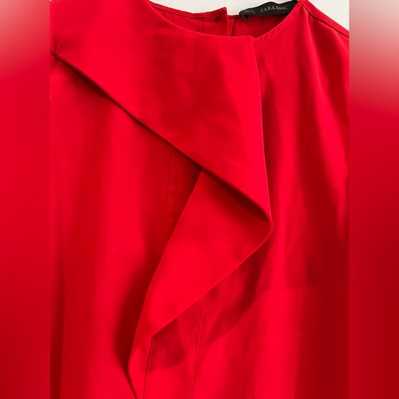 ZARA Women casual Blouse ruffle Red Sleeveless Top Size S - Picture 4 of 8
